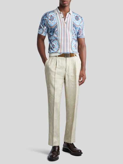 COTTON PAISLEY POLO SHIRT WITH STRIPES