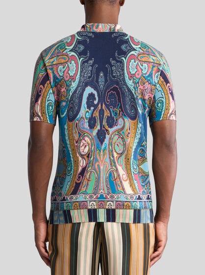 MULTICOLOURED COTTON PAISLEY POLO SHIRT