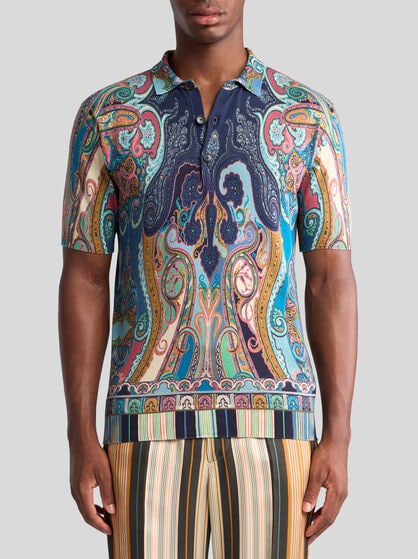 MULTICOLOURED COTTON PAISLEY POLO SHIRT