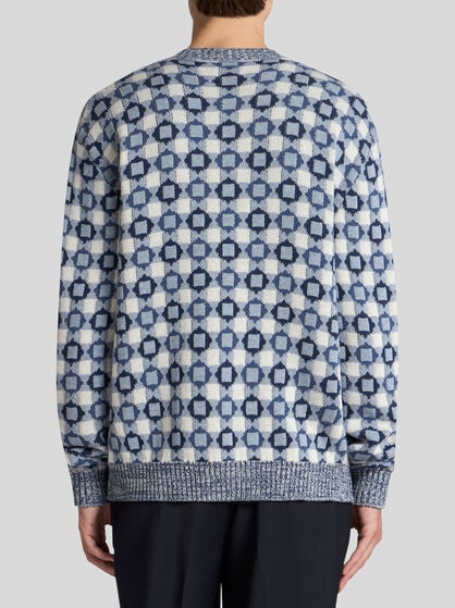 COTTON- AND WOOL-BLEND CARDIGAN