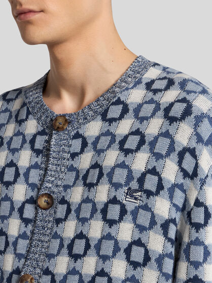 COTTON- AND WOOL-BLEND CARDIGAN