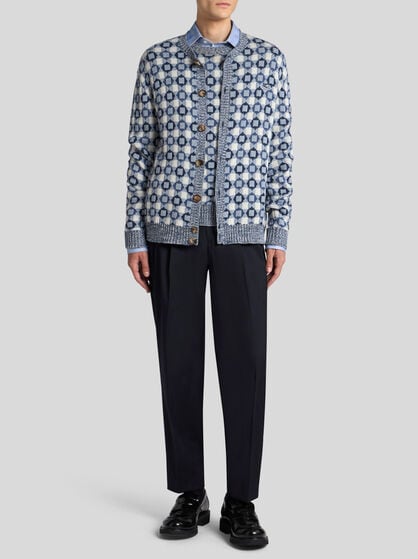 COTTON- AND WOOL-BLEND CARDIGAN