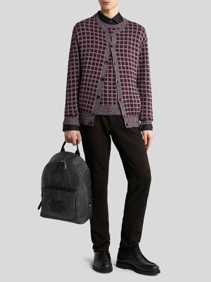 COTTON CARDIGAN JACKET WITH PEGASO EMBROIDERY