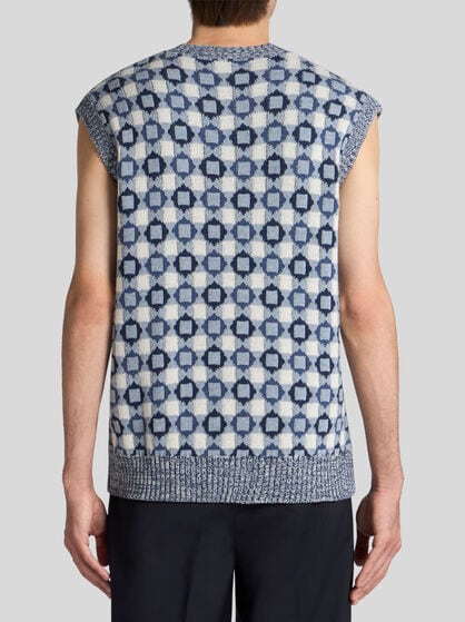 KNIT COTTON-BLEND JACQUARD WAISTCOAT