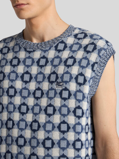 KNIT COTTON-BLEND JACQUARD WAISTCOAT