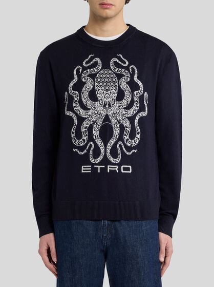 WOOL JUMPER WITH OCTOPUS AND LOGO