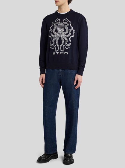 WOOL JUMPER WITH OCTOPUS AND LOGO