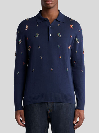 POLO SHIRT WITH CRYSTAL-DETAILED MINI PAISLEY