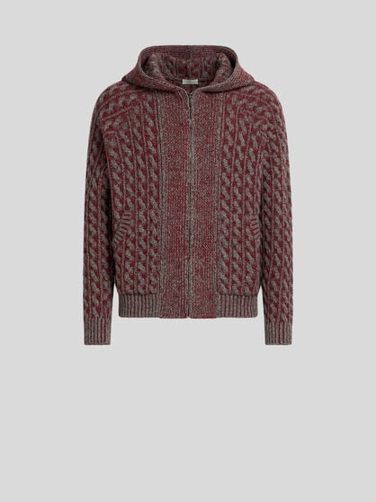 KNIT WOOL HOODED SWEATSHIRT