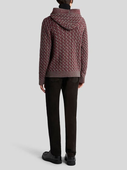 KNIT WOOL HOODED SWEATSHIRT