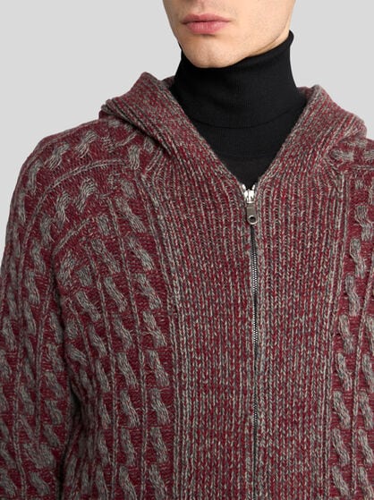 KNIT WOOL HOODED SWEATSHIRT