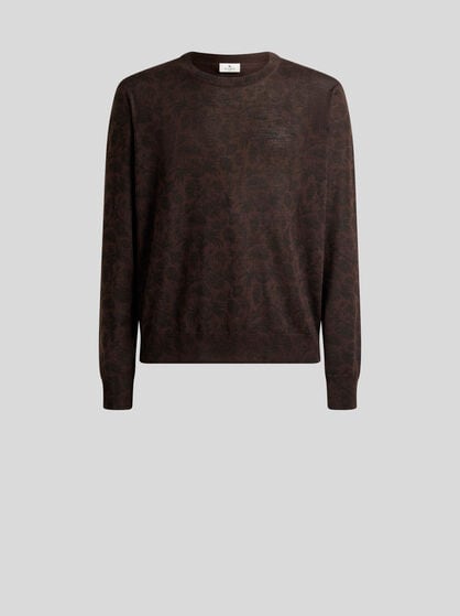 WOOL AND SILK SWEATER WITH FLORAL PAISLEY MOTIF