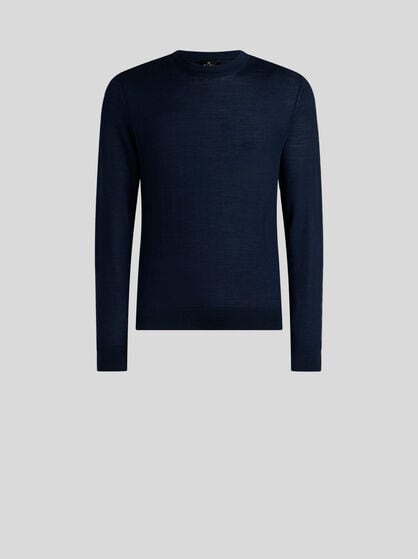 WOOL AND SILK SWEATER WITH PEGASO EMBROIDERY