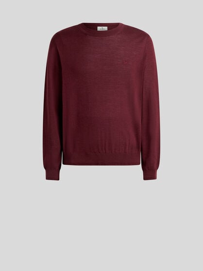 WOOL AND SILK SWEATER WITH PEGASO EMBROIDERY