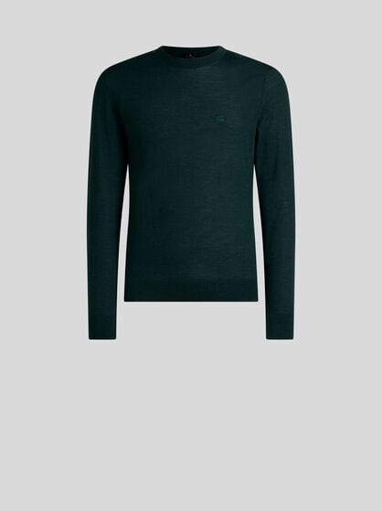WOOL AND SILK SWEATER WITH PEGASO EMBROIDERY