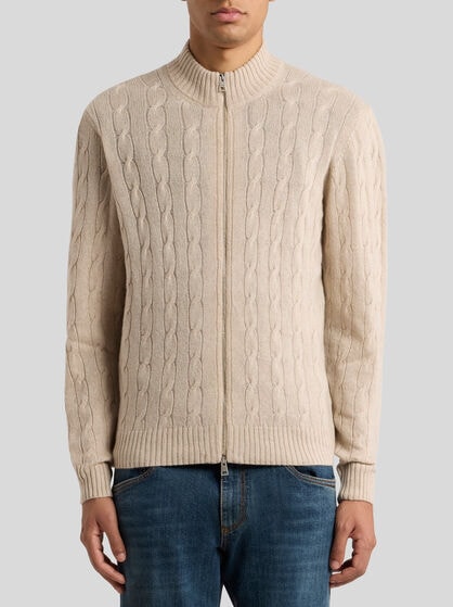 PLAIN-COLOURED CASHMERE CARDIGAN