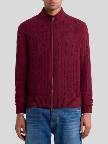 PLAIN-COLOURED CASHMERE CARDIGAN
