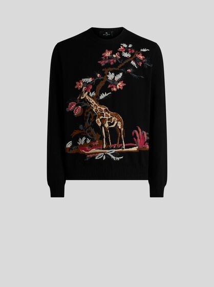 WOOL- AND CASHMERE-BLEND JACQUARD SWEATER WITH GIRAFFE MOTIF