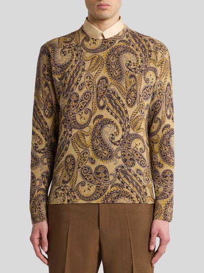 WOOL SWEATER WITH PAISLEY PRINT