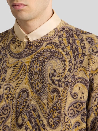 WOOL SWEATER WITH PAISLEY PRINT
