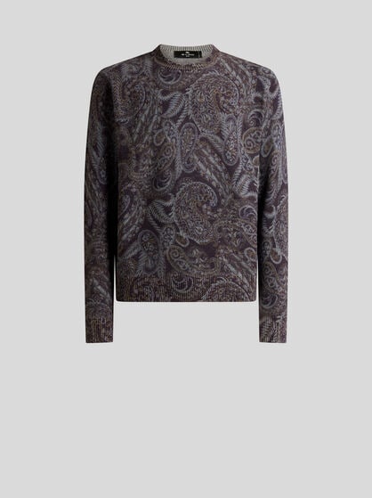 WOOL SWEATER WITH PAISLEY PRINT