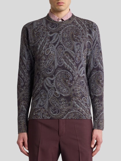 WOOL SWEATER WITH PAISLEY PRINT