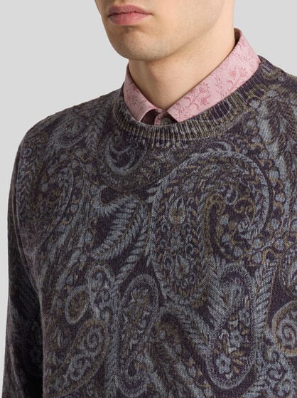 WOOL SWEATER WITH PAISLEY PRINT