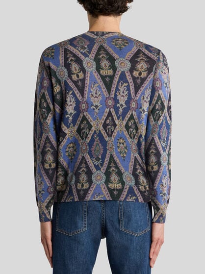 WOOL JACQUARD SWEATER WITH DIAMOND MOTIF