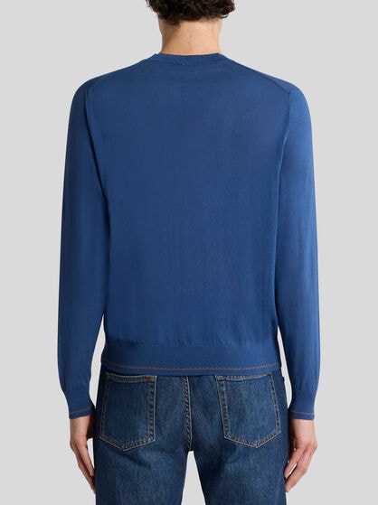 COTTON JACQUARD CREW-NECK SWEATER