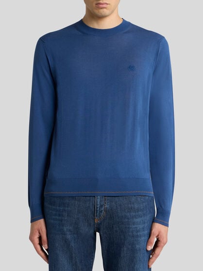 COTTON JACQUARD CREW-NECK SWEATER