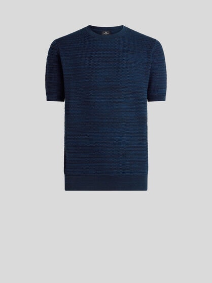 KNIT COTTON T-SHIRT WITH BRAIDED STITCH