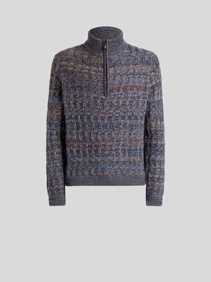 CABLE-KNIT CASHMERE SWEATER WITH ZIP