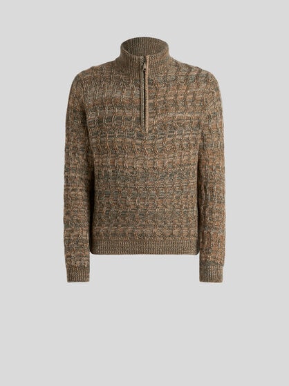 CABLE-KNIT CASHMERE SWEATER WITH ZIP