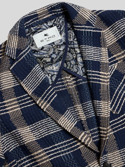 KNIT BLAZER WITH IRREGULAR CHECK MOTIF