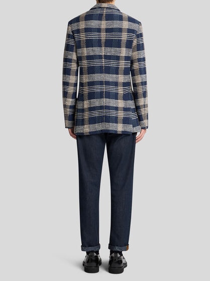 KNIT BLAZER WITH IRREGULAR CHECK MOTIF