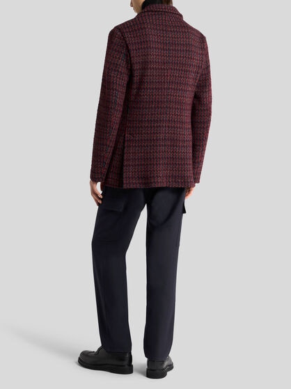 WOOL- AND COTTON-BLEND JACQUARD BLAZER