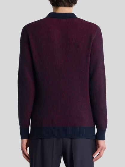 RIBBED WOOL POLO SHIRT
