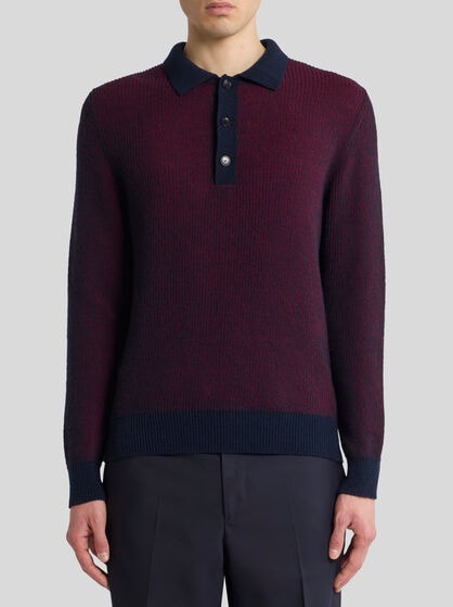 RIBBED WOOL POLO SHIRT