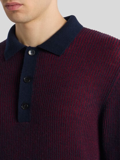 RIBBED WOOL POLO SHIRT
