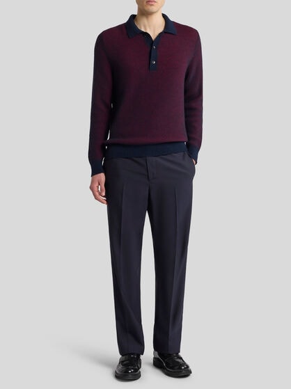 RIBBED WOOL POLO SHIRT