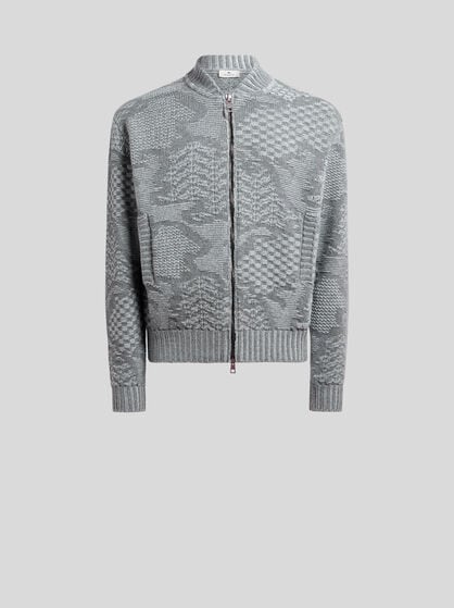 KNIT WOOL-BLEND BOMBER JACKET WITH MOTIF