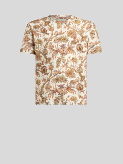 COTTON JERSEY T-SHIRT WITH FLORAL PAISLEY MOTIF