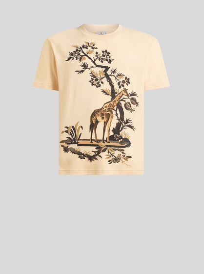 COTTON JERSEY T-SHIRT WITH GIRAFFE PRINT