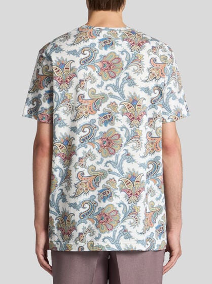 PAISLEY AND MAXI FLOWER COTTON T-SHIRT