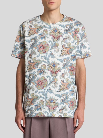 PAISLEY AND MAXI FLOWER COTTON T-SHIRT