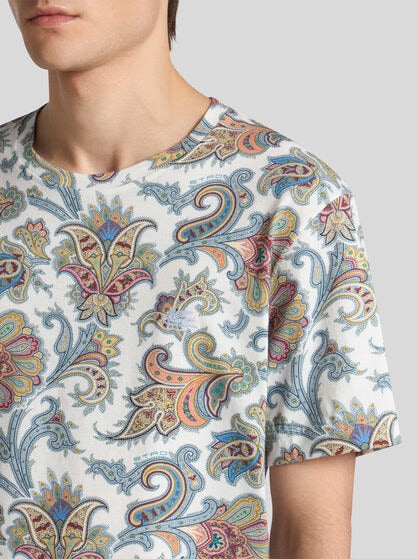 PAISLEY AND MAXI FLOWER COTTON T-SHIRT