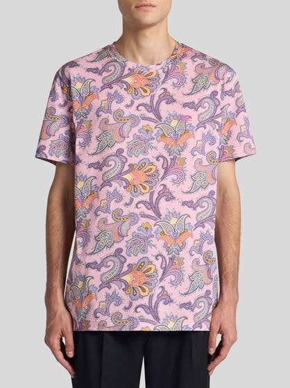 PAISLEY AND MAXI FLOWER COTTON T-SHIRT