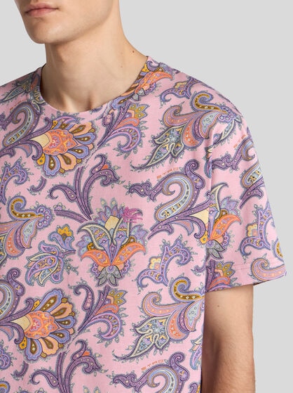 PAISLEY AND MAXI FLOWER COTTON T-SHIRT