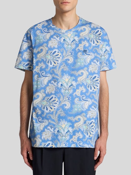 PAISLEY AND MAXI FLOWER COTTON T-SHIRT