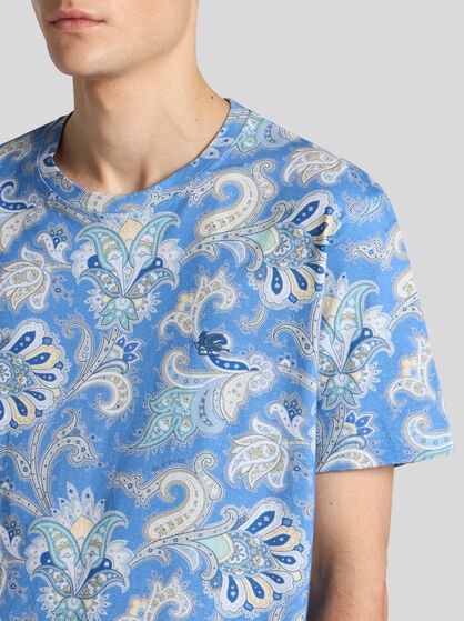 PAISLEY AND MAXI FLOWER COTTON T-SHIRT